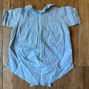 Vintage 40s 50s‎ Handmade Romper Embroidered Girls 6 Months Light Blue Retro